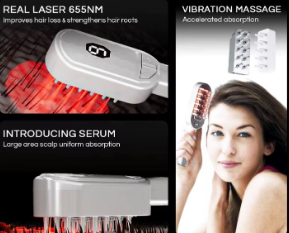 Peigne de brossage vibrant pour cuir cheveulure , thérapie de croissance des cheveux au laser rouge .