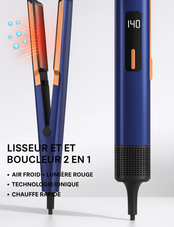 Lisseur & Styler 2-en-1 à Air Froid et Lumière Rouge