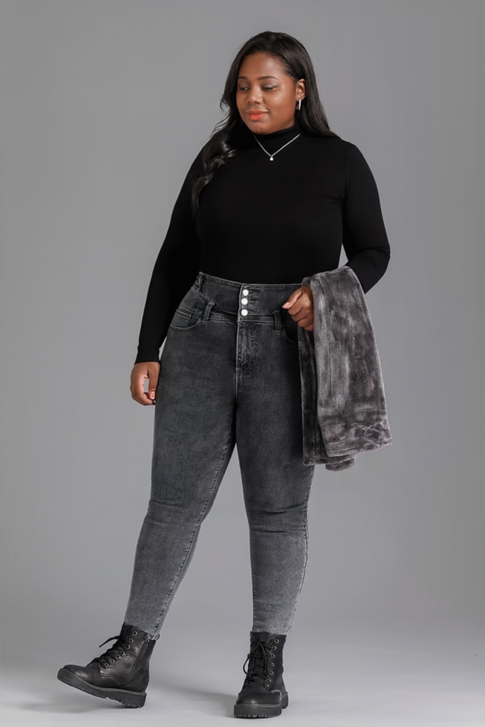 Jean Taille Haute Hiver Doublé Polaire – Image 3